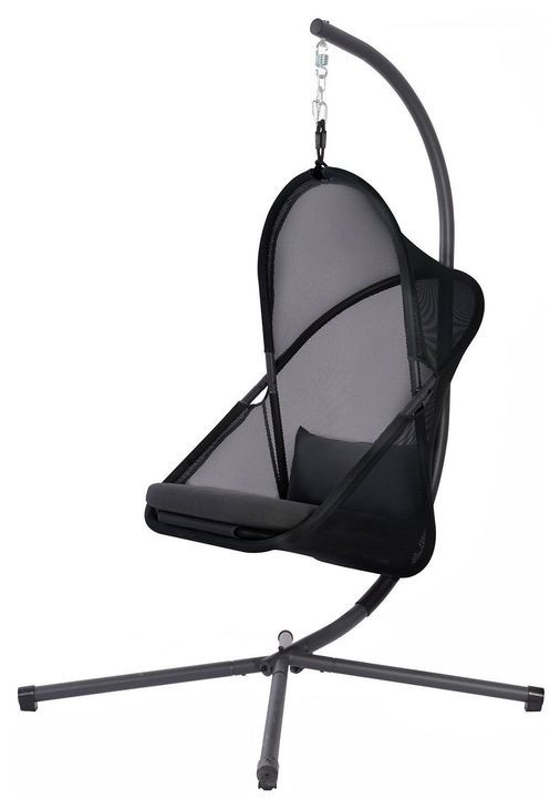 Crush Black Outdoor Swing Chair with Stand