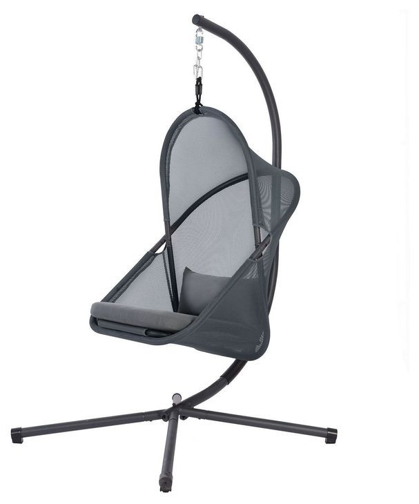Crush Dark Gray Outdoor Swing Chair with Stand