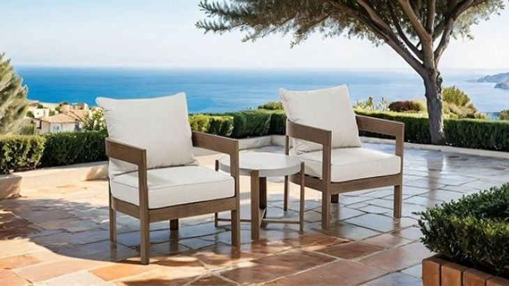 Lotus Natural and Beige 3 Piece Outdoor Patio Set