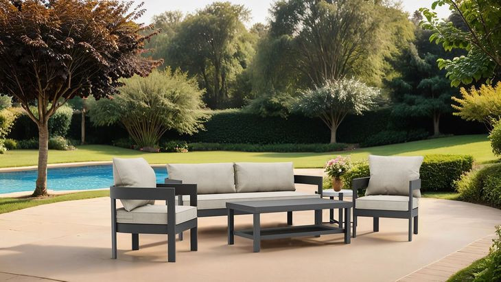 Lotus Black and Light Brown 5 Piece Outdoor Conversation Set