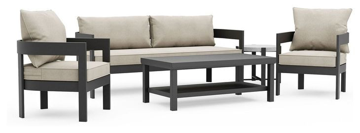 Lotus Black and Light Brown 5 Piece Outdoor Conversation Set