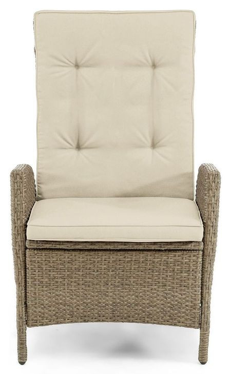 Mackay Beige and Natural Teak 2 Reclining Chairs with 2 Ottomans