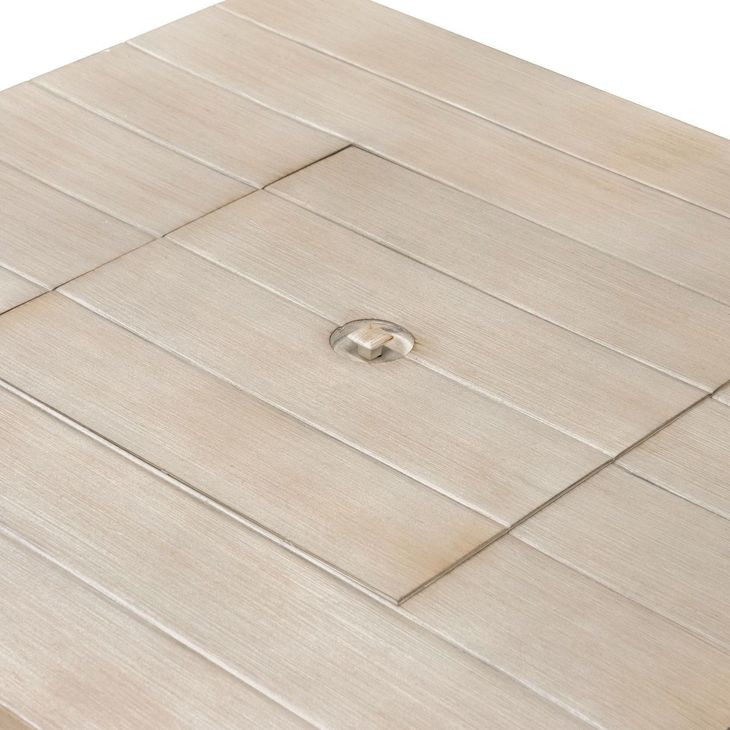 Bordeaux Brown 71" Rectangular Outdoor Patio Dining Table with Fire Pit and Cooler