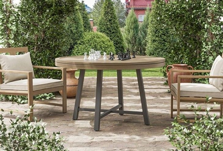 Lyon Natural and Brown Outdoor Game Table