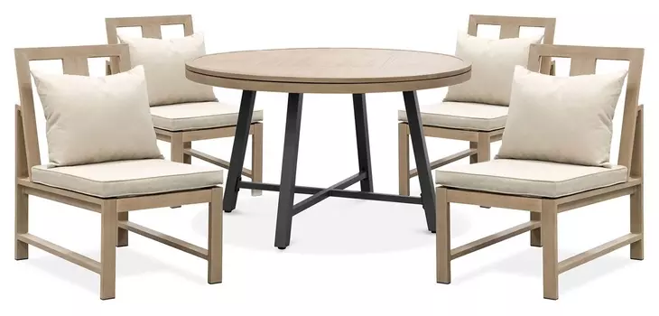Bordeaux Natural and Beige Outdoor Side Chair Set of 2