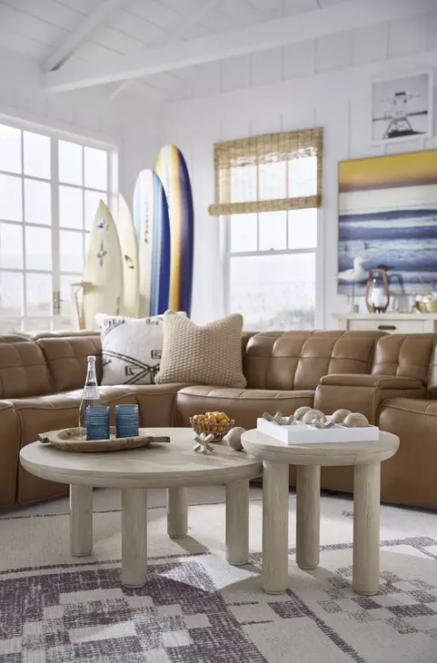 Sunset Cove Sanibel Brown Round Nesting Cocktail Table