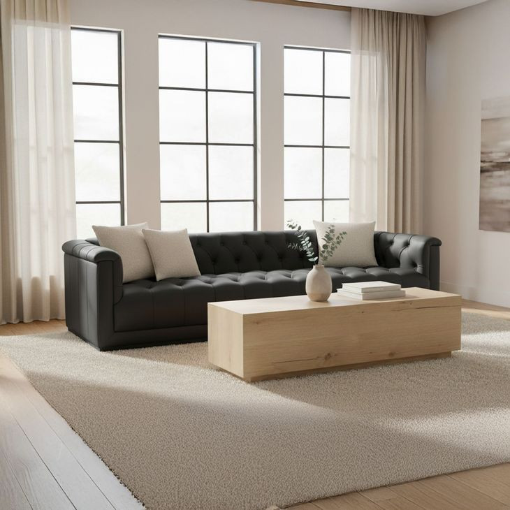 Jervis Deep Brown Leather 84" Sofa
