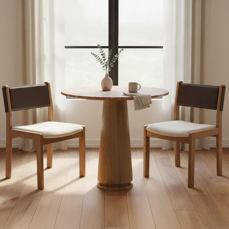 Carol White and Deep Brown Leather Upholstered Dining Chair Set of 2