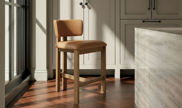 Morel Brown Leather Upholstered Counter Height Stool