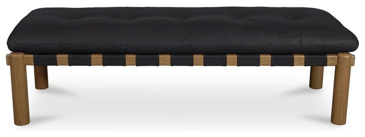 Costello Black Leather Upholstered Bed Bench