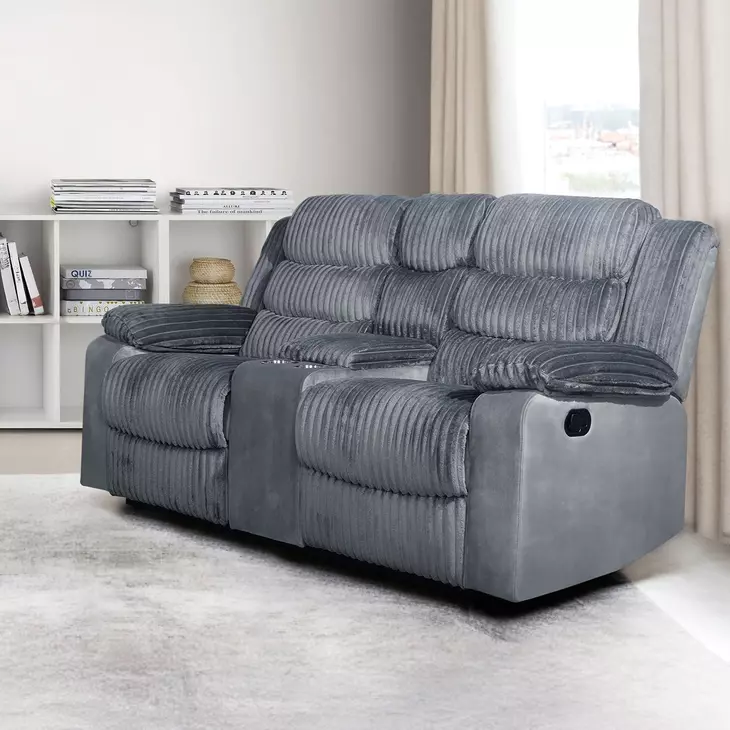 Willow Gray 75" Console Loveseat with Dual Recliner
