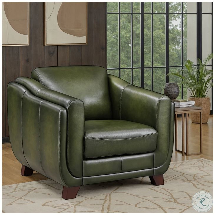 Godfrey Emerald Leather Upholstered Lounge Chair