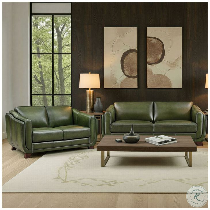 Godfrey Emerald Leather Living Room Set