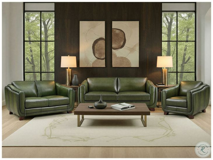 Godfrey Emerald Leather Living Room Set