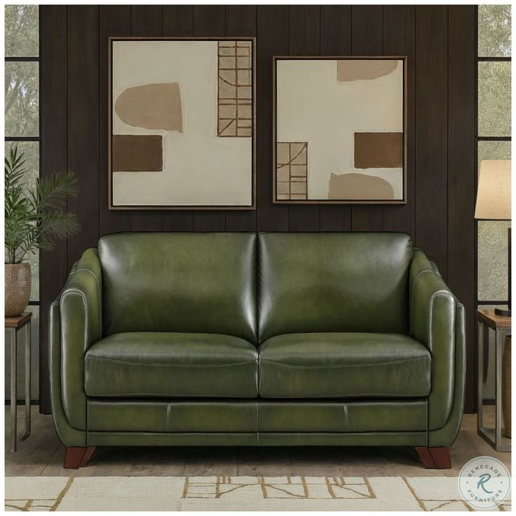 Godfrey Emerald Leather 64" Loveseat