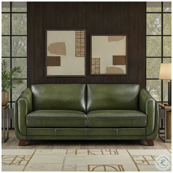 Godfrey Emerald Leather 84" Sofa