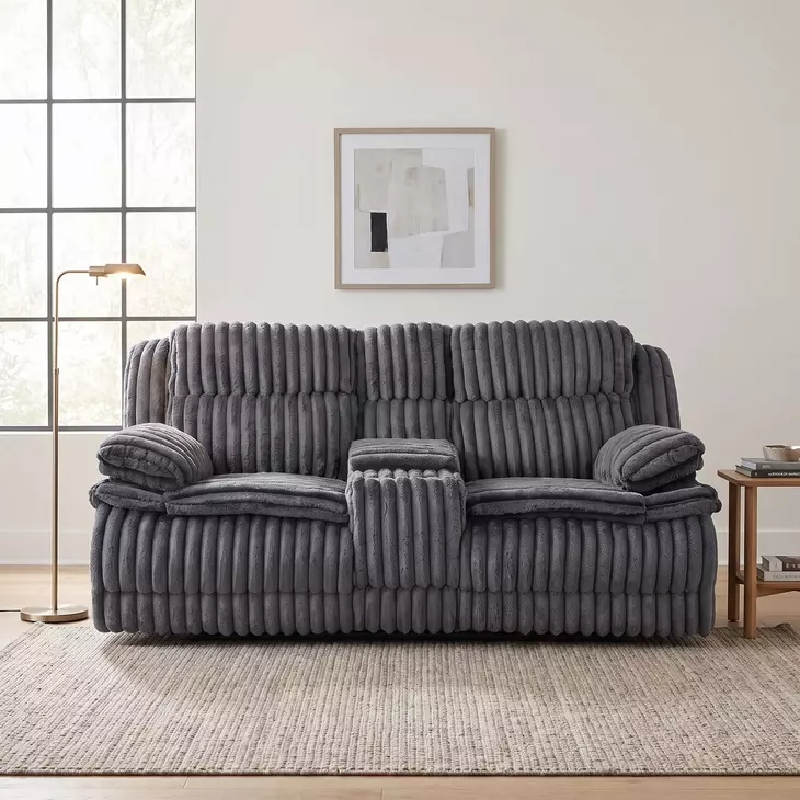 Goodland Dark Gray Double 85" Reclining Loveseat with Center Console