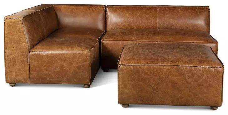 Chiavari Cocoa Brown Leather 112" Modular Sectional