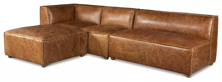 Chiavari Cocoa Brown Leather 112" Modular Sectional