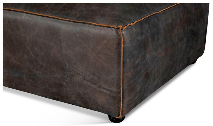 Chiavari Black Leather Upholstered Square Ottoman