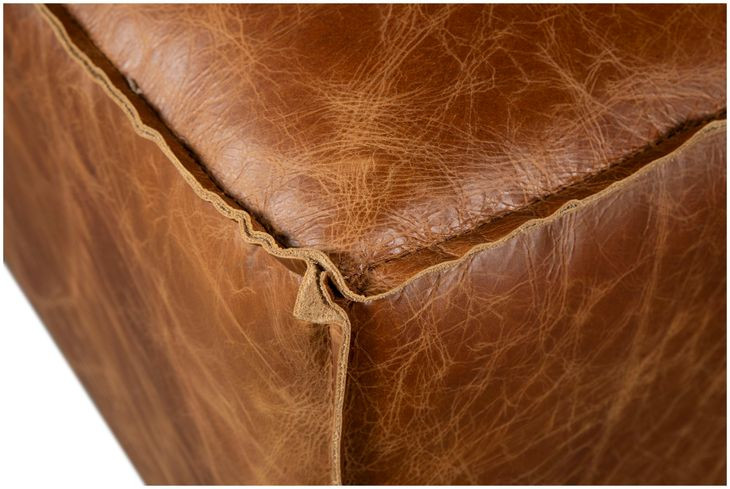 Chiavari Brown Leather Upholstered Square Ottoman