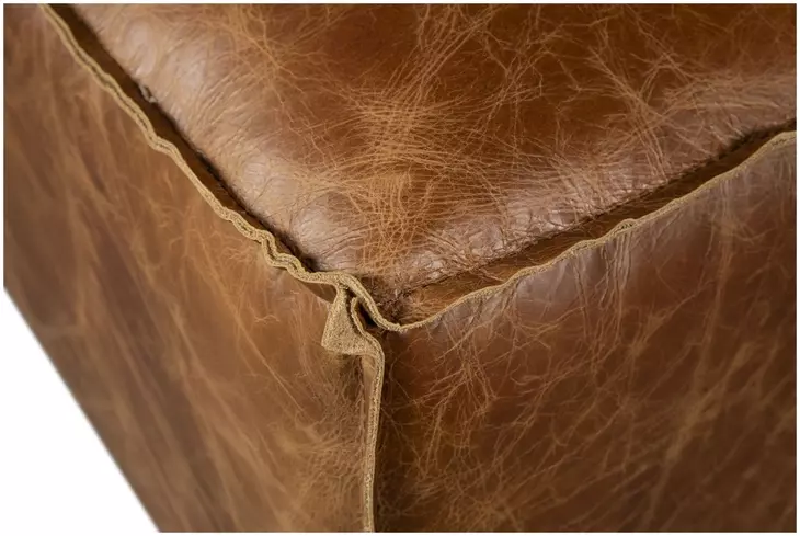 Chiavari Brown Leather Upholstered Square Ottoman