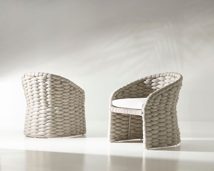 Salinas Nordic Gray and White Performance Fabric Outdoor Arm Chair