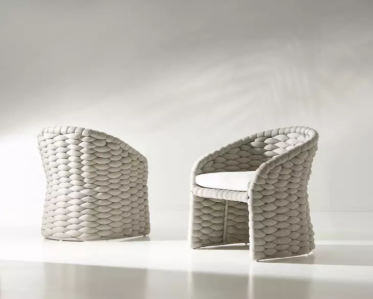 Salinas Nordic Gray and White Performance Fabric Outdoor Arm Chair