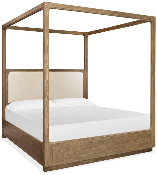 Westbourne Dark Umber and Milo Ivory California King Upholstered Poster Bed