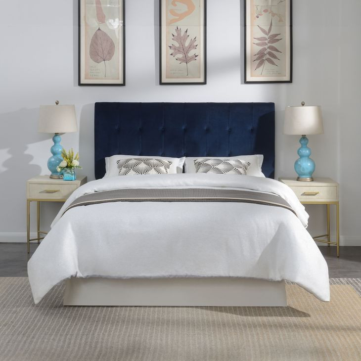 Regina Blue Upholstered Queen Headboard