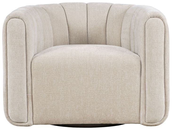 Grande Beige Upholstered Swivel Accent Chair