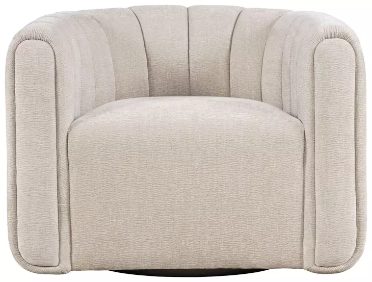 Grande Beige Upholstered Swivel Accent Chair