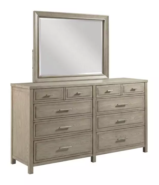 West Fork Aged Taupe 8 Drawer Parks Dresser with Square Mirror
