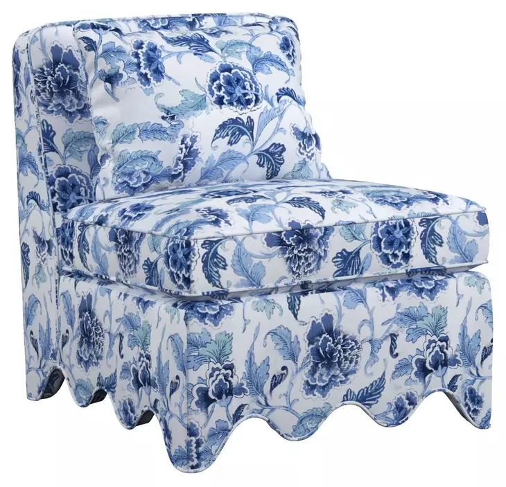 Artisan Upholstery Indigo and White Upholstered Lowry Accent Chair