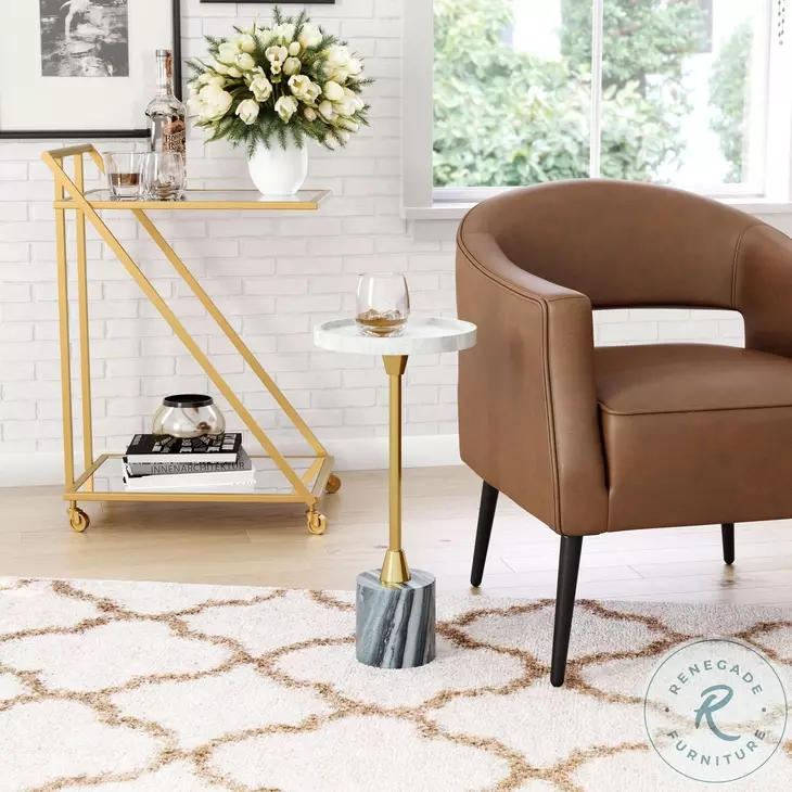 Johan White Gray And Gold Side Table