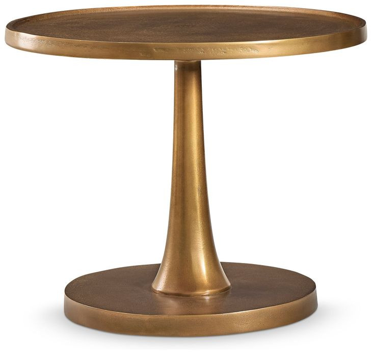 Benson Vintage Brass Round Chairside Table