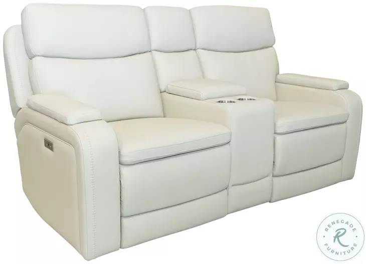 Gunner Kobi Almond Power Reclining Console Loveseat with Power Headrest
