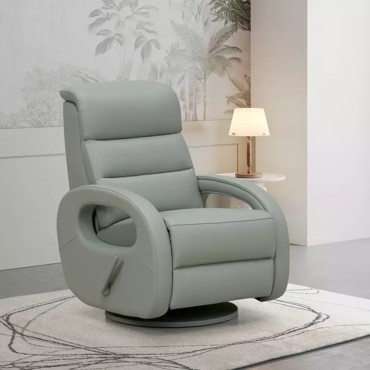 Gunter Robyn Mint Green Leather Swivel Glider Recliner