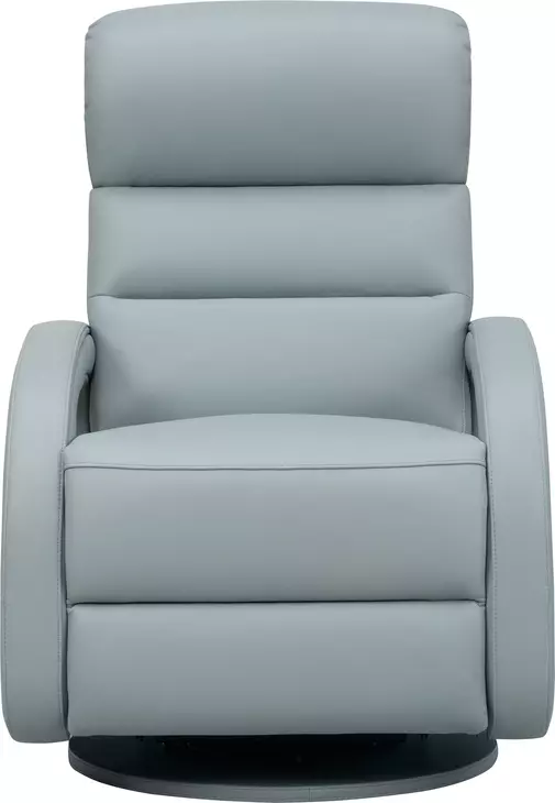 Gunter Troy Robin Blue Leather Swivel Glider Power Recliner with Power Lumbar and USB Charging
