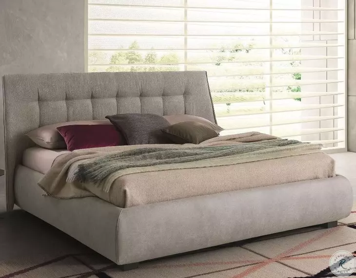 Guscio Grey Queen Upholstered Storage Platform Bed