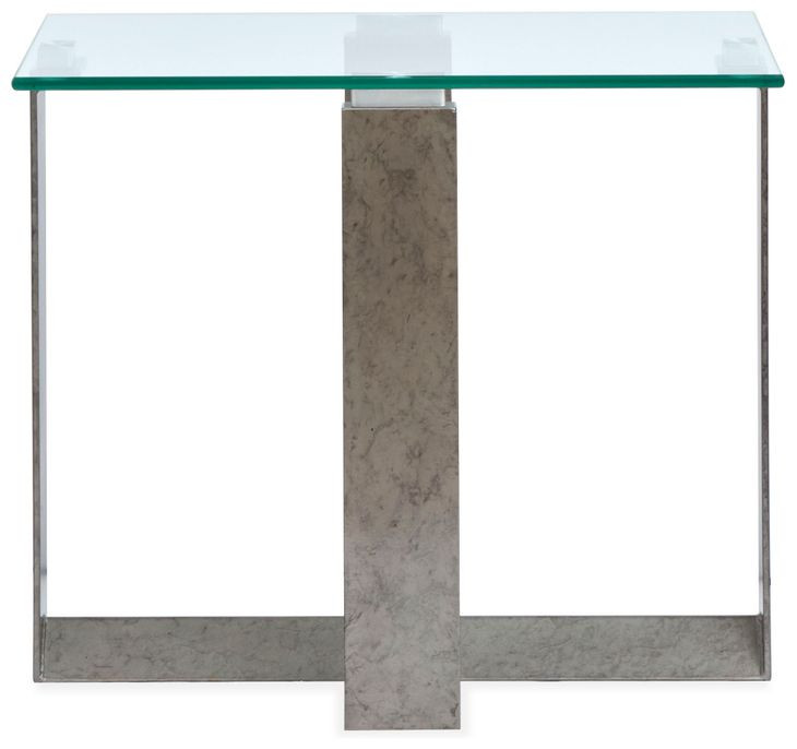 Whitehall Aged Pewter and Chrome Pucks Rectangular Glass Top End Table