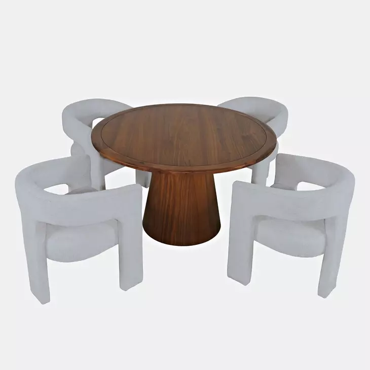 Gwen Luxury Brown and Blue Upholstered 5 Piece Dining Set