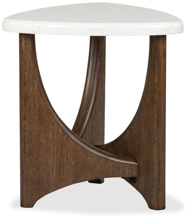 Elowen Vale Turkish Coffee and White Triangular Marble Top End Table