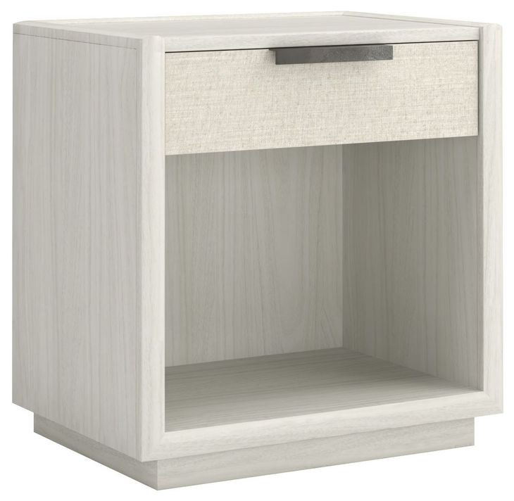 Cotiere Cream Linen Performance Fabric 1 Drawer Nightstand with USB Charging