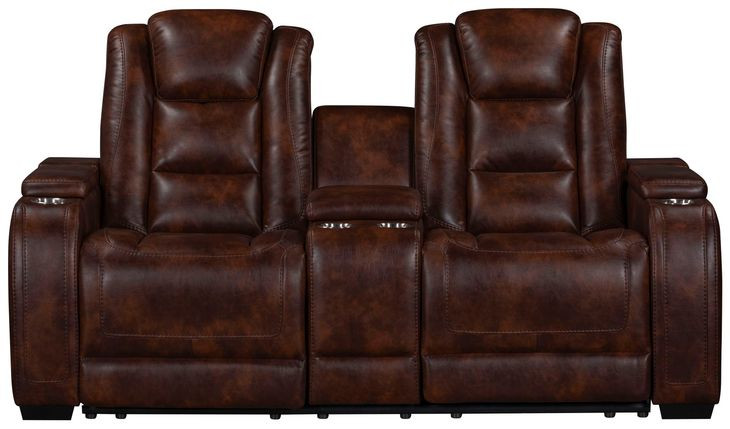 Chester Brown 74" Reclining Console Loveseat with USB Charging