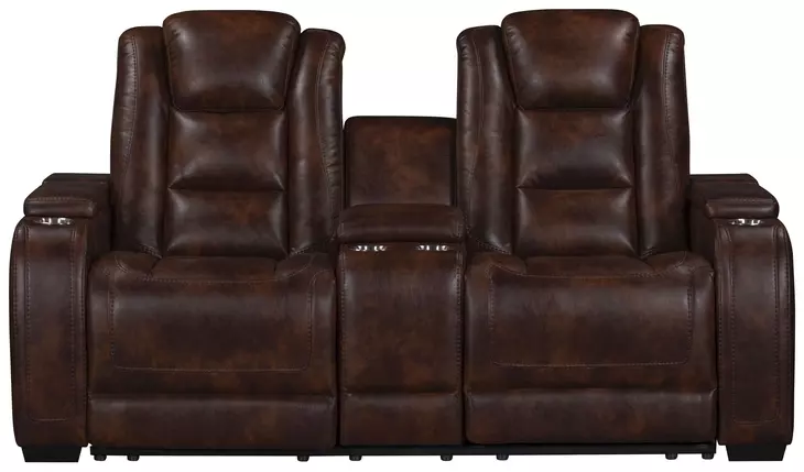 Chester Brown 74" Reclining Console Loveseat with USB Charging