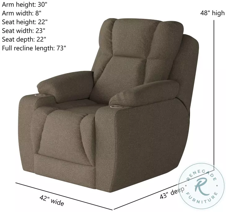 Challenger Glam Squad Truffle Power Headrest Wall Hugger Big Mans Recliner