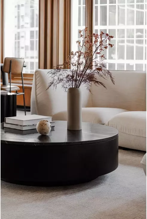 Ritual Black Round Marble Occasional Table Set