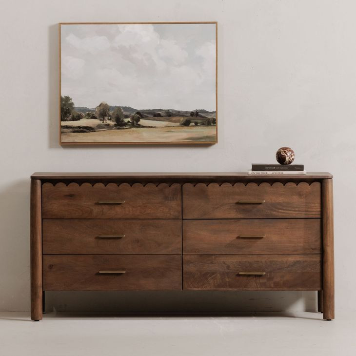 Wiley Vintage Brown 6 Drawer Dresser