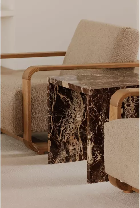 Rosa Rosso Levanto Square Marble Top Accent Table